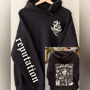 Taylor Swift Reputation Snake Pattern Casual Hooded Silky Sweatshirt
